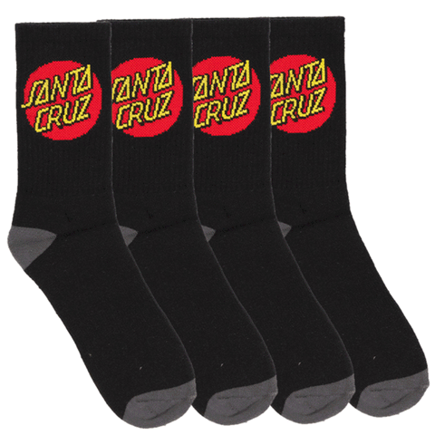Santa Cruz Classic Dot 4 Pack Crew Socks - Black