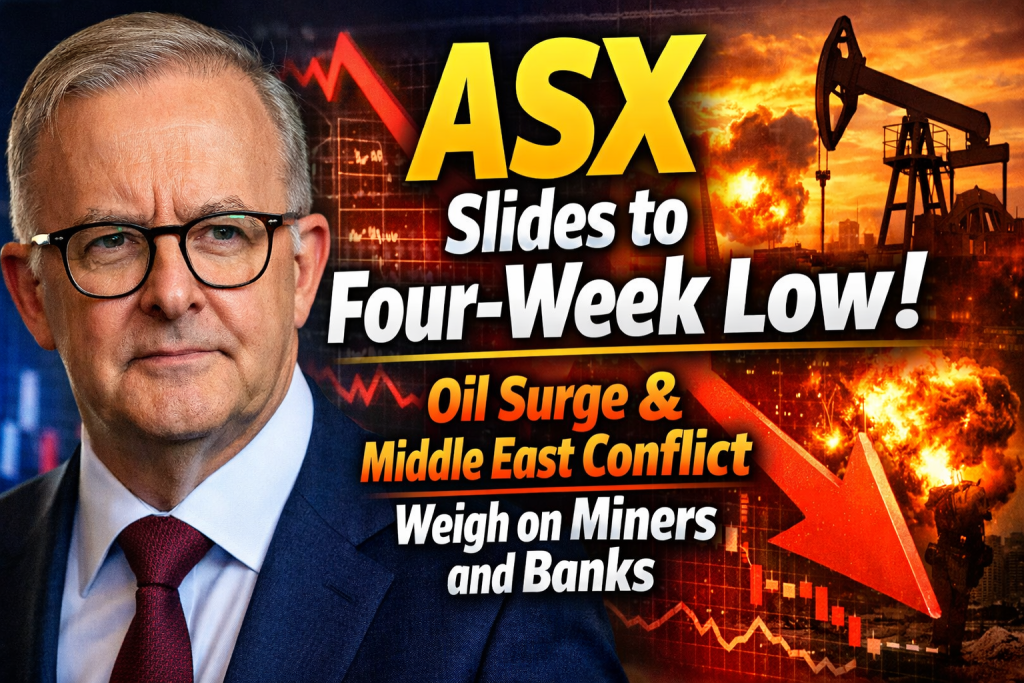 ASX Slides to Four-Week Low as Oil Surge and Middle East Conflict Weigh on Miners and Banks