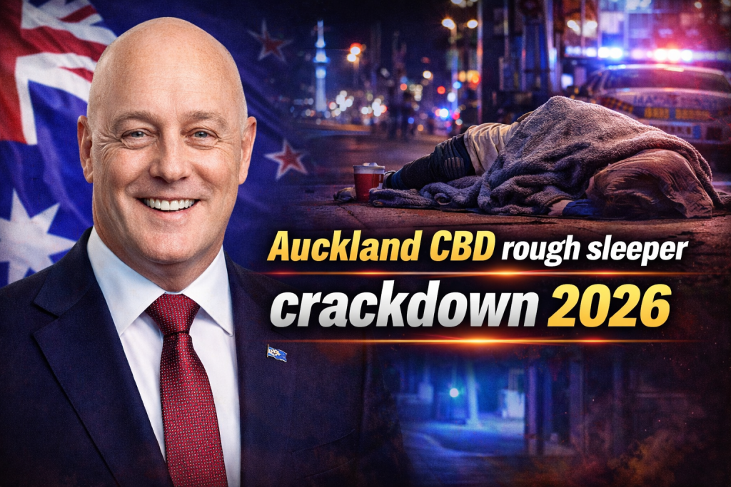 Auckland CBD rough sleeper crackdown 2026 new move-on powers spark public debate